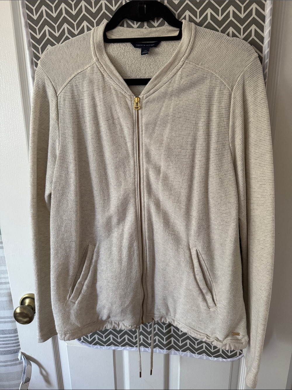 Tommy Hilfiger Cream Zip Front Track Jacket with Jogger pants